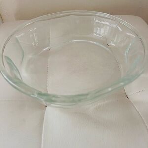 Pyrex Vintage Oval Clear Glass Pie Dish Baking Dish Scalloped Rim Visionware